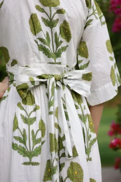 Como Floral Wrap Dress in Green Flower