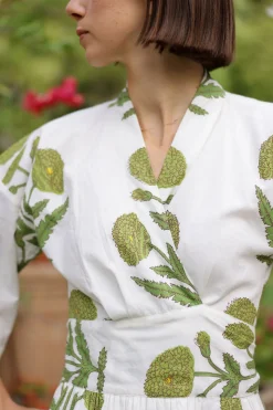 Como Floral Wrap Dress in Green Flower