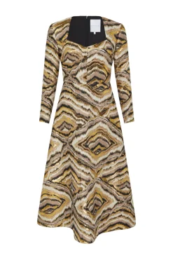 Constance Metallic Jacquard Midi Dress