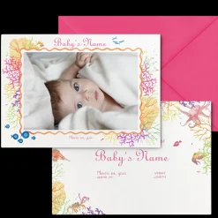 Coral Birth Announcement with Photo