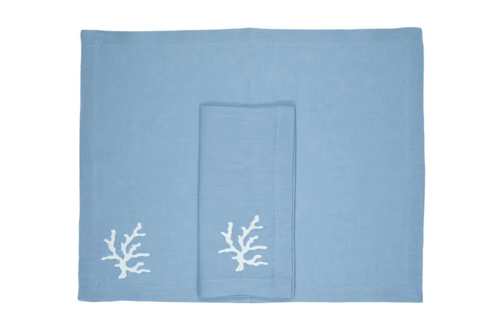 Coral Collection Napkin and Placemat in Mavi, Set of 2