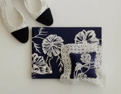 Cosmo Lace Pillow in Navy