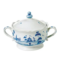 Country Estate Delft Blue Sugar Pot Main House