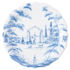 Country Estate Delft Blue Party Plates Spring Gardening Scenes, Set of 4