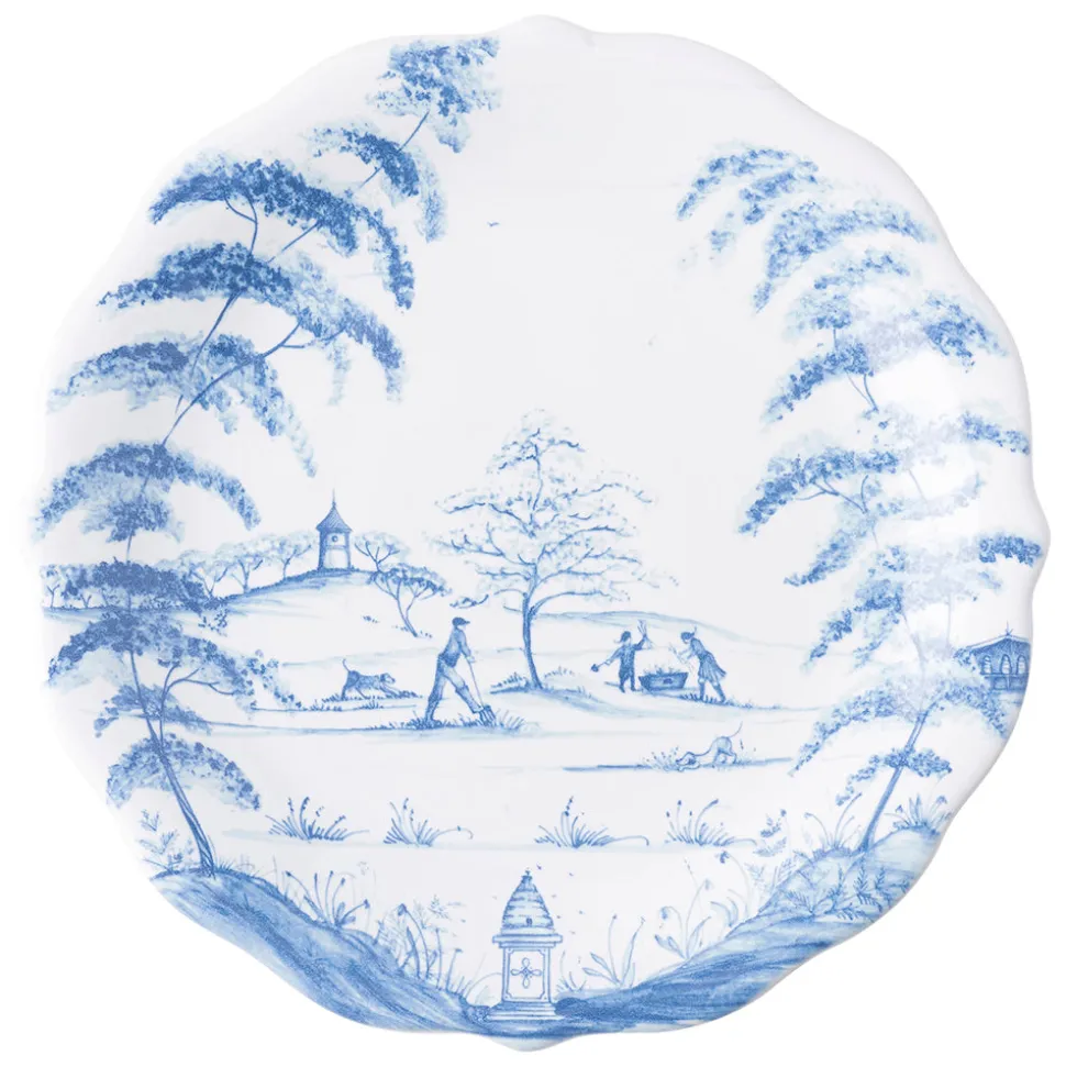 Country Estate Delft Blue Party Plates Spring Gardening Scenes, Set of 4