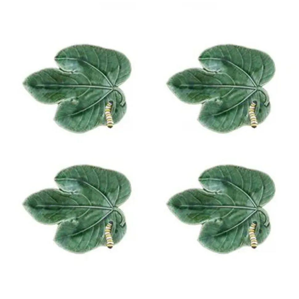 Countryside Leaves Fig Leaf with Caterpillar, Set of 4