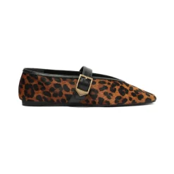 Courtney Buckle Hair Calf Flat in Natural/Black
