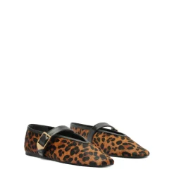 Courtney Buckle Hair Calf Flat in Natural/Black