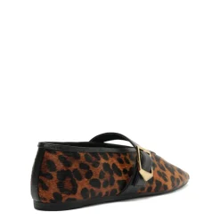 Courtney Buckle Hair Calf Flat in Natural/Black
