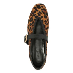 Courtney Buckle Hair Calf Flat in Natural/Black