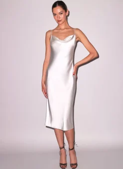 Cowl Neck Slip Dress in Ivory