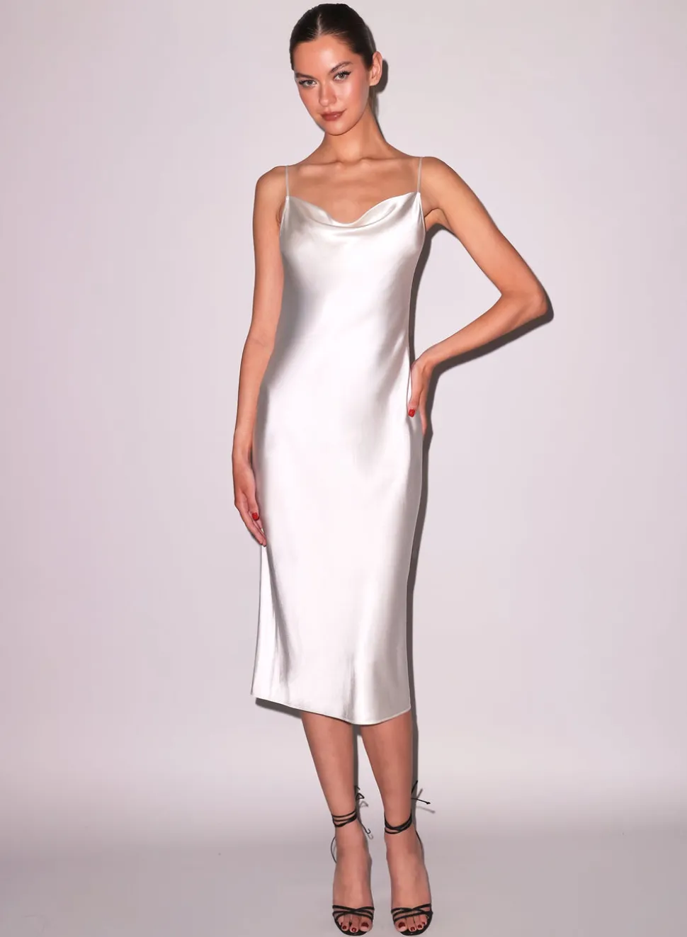 Cowl Neck Slip Dress in Ivory