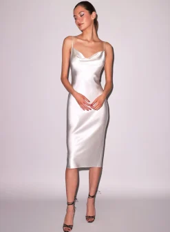Cowl Neck Slip Dress in Ivory