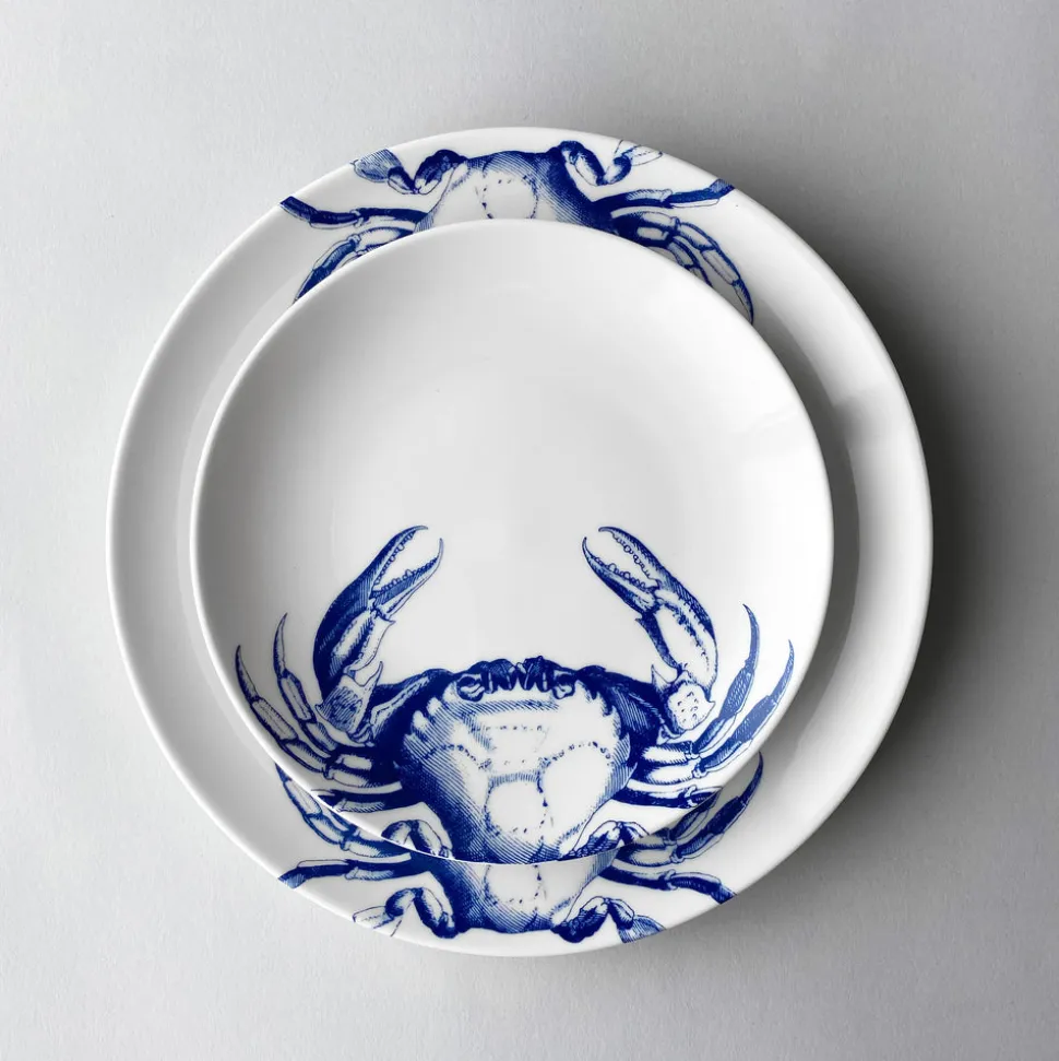 Crab Coupe Salad Plate Blue