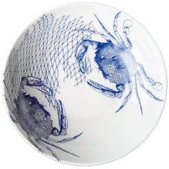 Crabs Blue Wide Serving Bowl