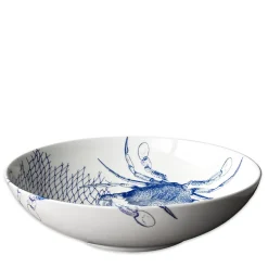 Crabs Blue Wide Serving Bowl