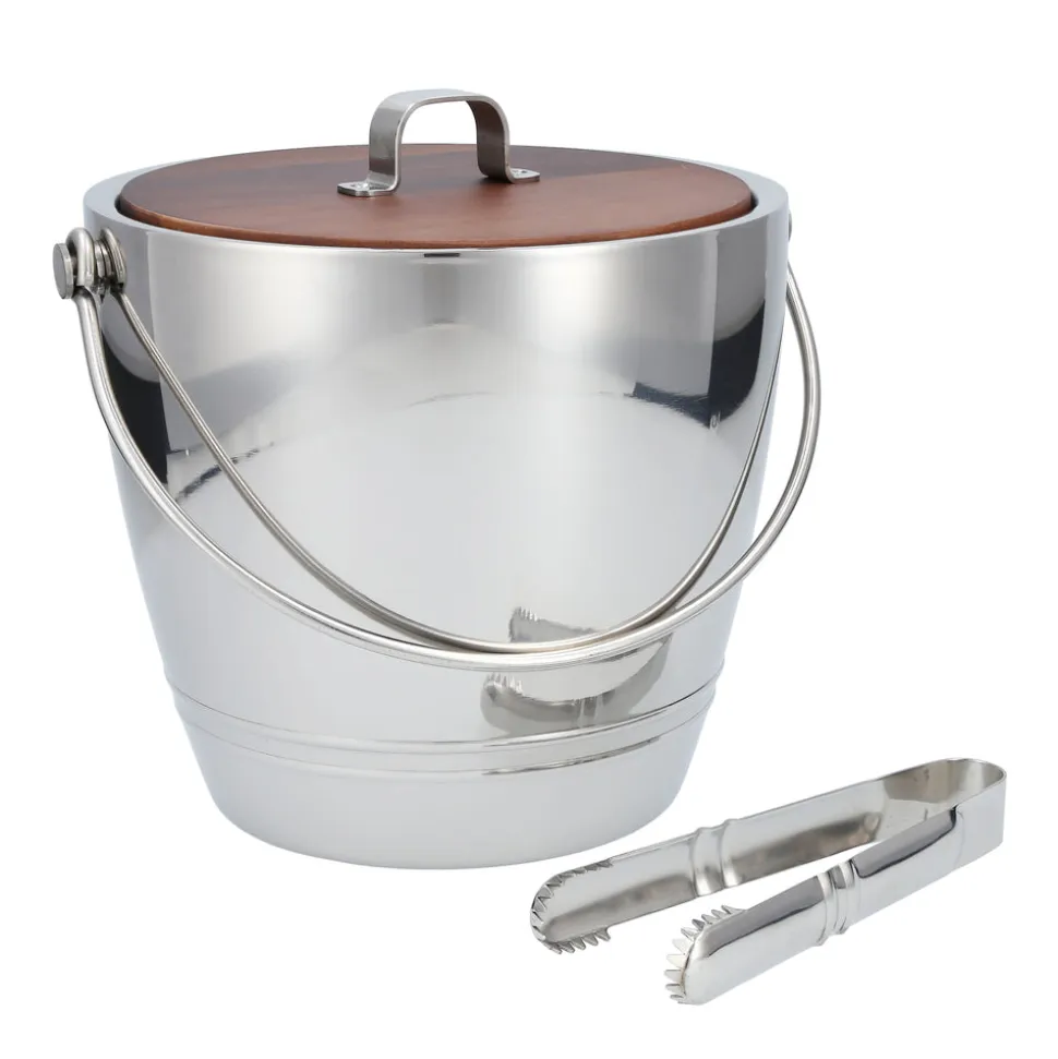 Crafthouse by The Signature Collection Round Ice Bucket with Tongs Set, Glass