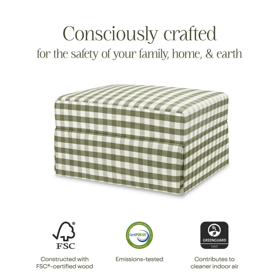 Crawford Gliding Ottoman in Moss Green Gingham
