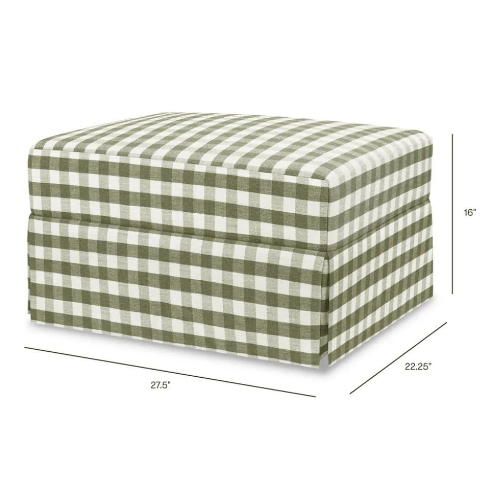 Crawford Gliding Ottoman in Moss Green Gingham
