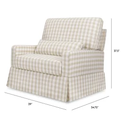 Crawford Pillowback Chair and a Half Comfort Swivel Glider in Tan Gingham