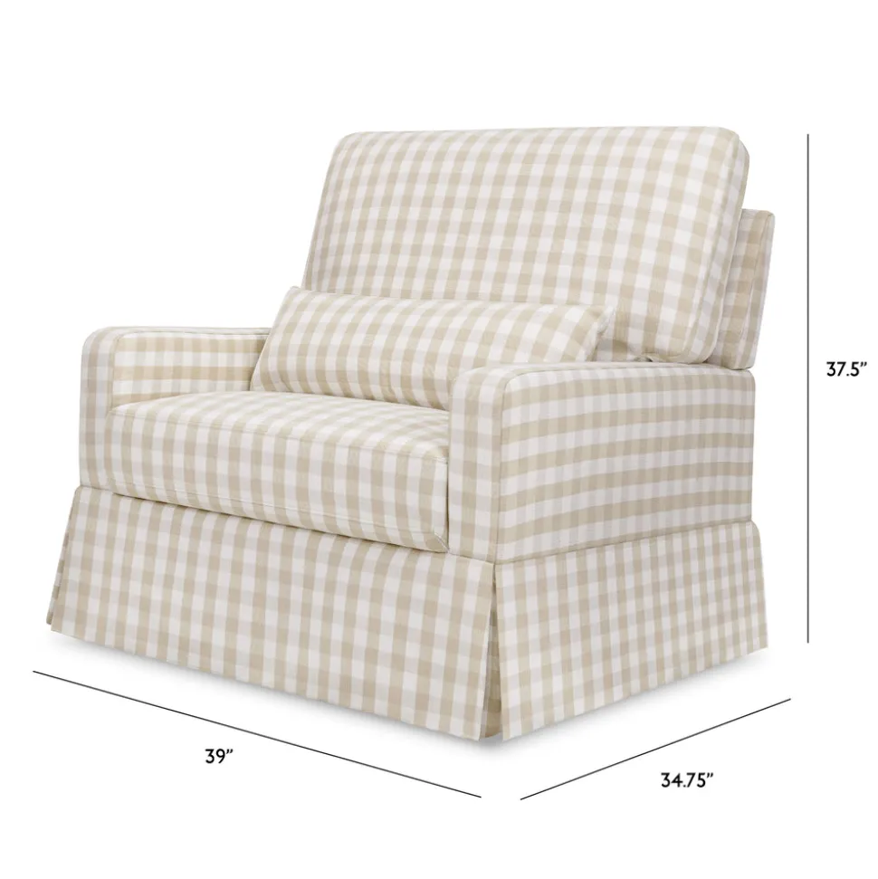 Crawford Pillowback Chair and a Half Comfort Swivel Glider in Tan Gingham