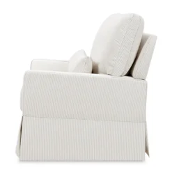 Crawford Pillowback Chair and a Half Comfort Swivel Glider in Fog Chatham Stripe Performance Eco-Weave