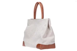 Cream Herringbone Tote