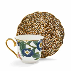 Creatures of Curiosity Tea & Saucer in White & Leopard