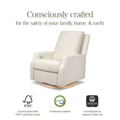 Crewe Electronic Recliner and Swivel Glider in Ivory Boucle with Light Wood Base