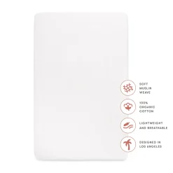 Crib Sheet in GOTS Certified Organic Muslin Cotton in White