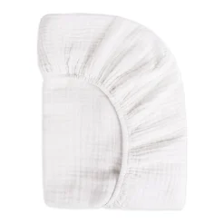 Crib Sheet in GOTS Certified Organic Muslin Cotton in White