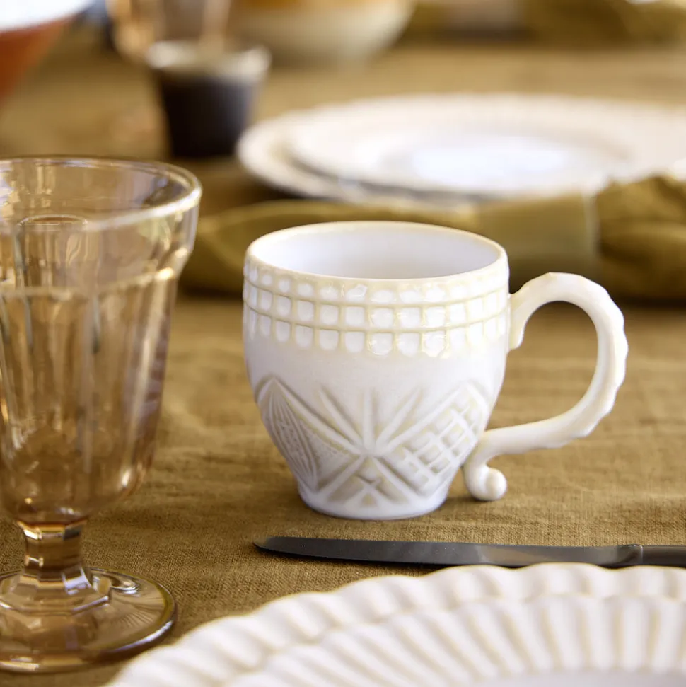 Cristal Collection Mugs in White, Set of 6