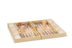 Croc Leather Backgammon Set in Fawn