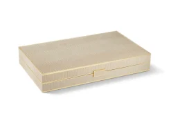 Croc Leather Backgammon Set in Fawn