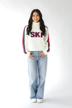 Cropped Ski Turtleneck Sweater in Ivory