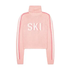 Cropped Ski Turtleneck Sweater in Light Pink