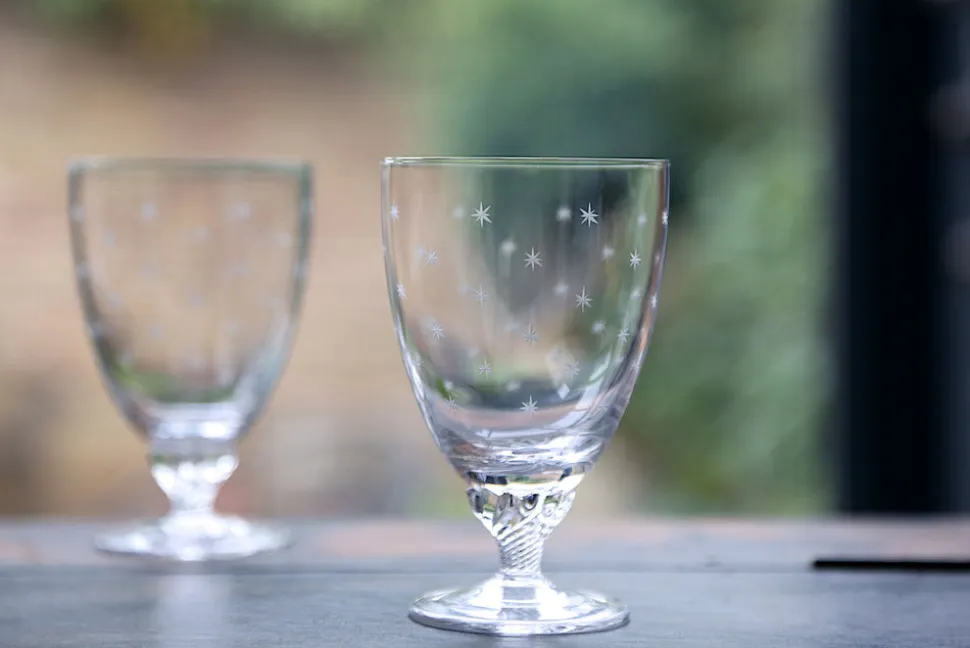 Crystal Bistro Glasses with Stars Design, Set of Six