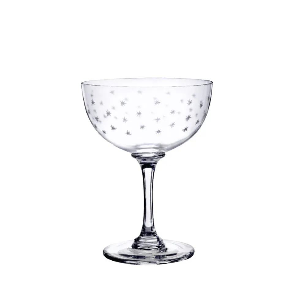 Crystal Champagne Saucers with Stars Design
