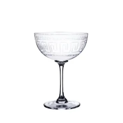 Crystal Champagne Saucers with Greek Key Design