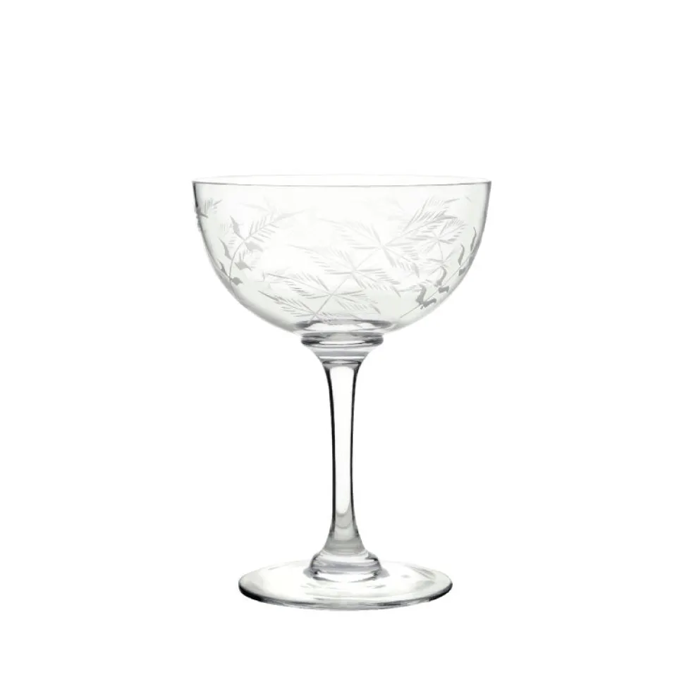 Crystal Champagne Saucers with Fern Design