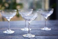 Crystal Champagne Saucers with Ovals Design