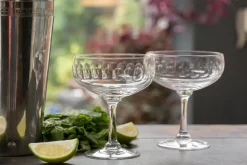Crystal Cocktail Glasses with Lens Design, Set of Four