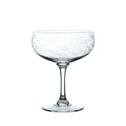 Crystal Cocktail Glasses with Fern Design, Set of Four