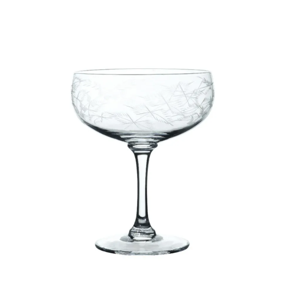 Crystal Cocktail Glasses with Fern Design, Set of Four