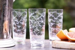 Crystal Highballs with Fern Design, Set of Four