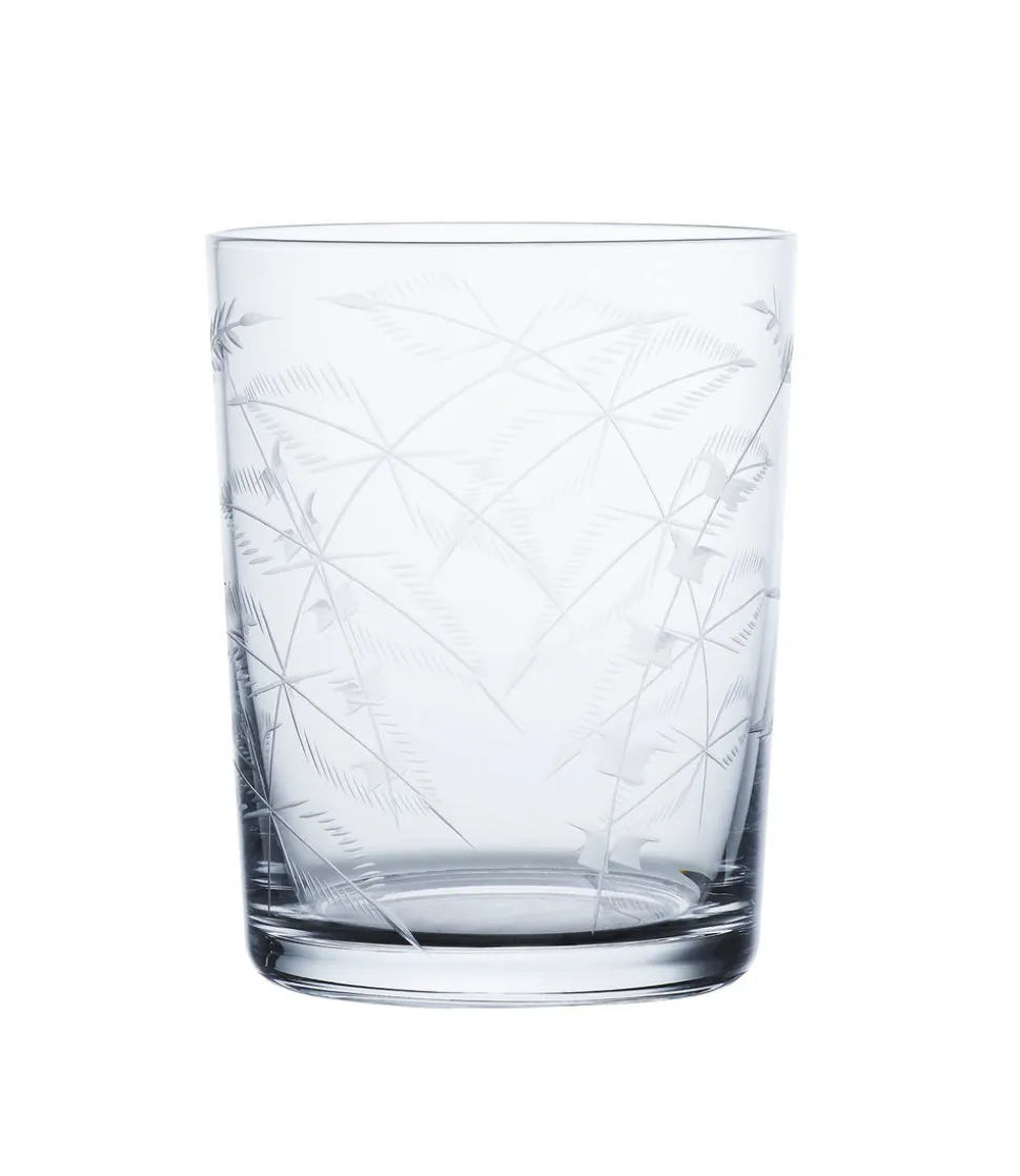 Crystal Large Tumblers with Fern Design, Set of 4