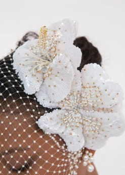 Crystal Orchid Voilette in Cream