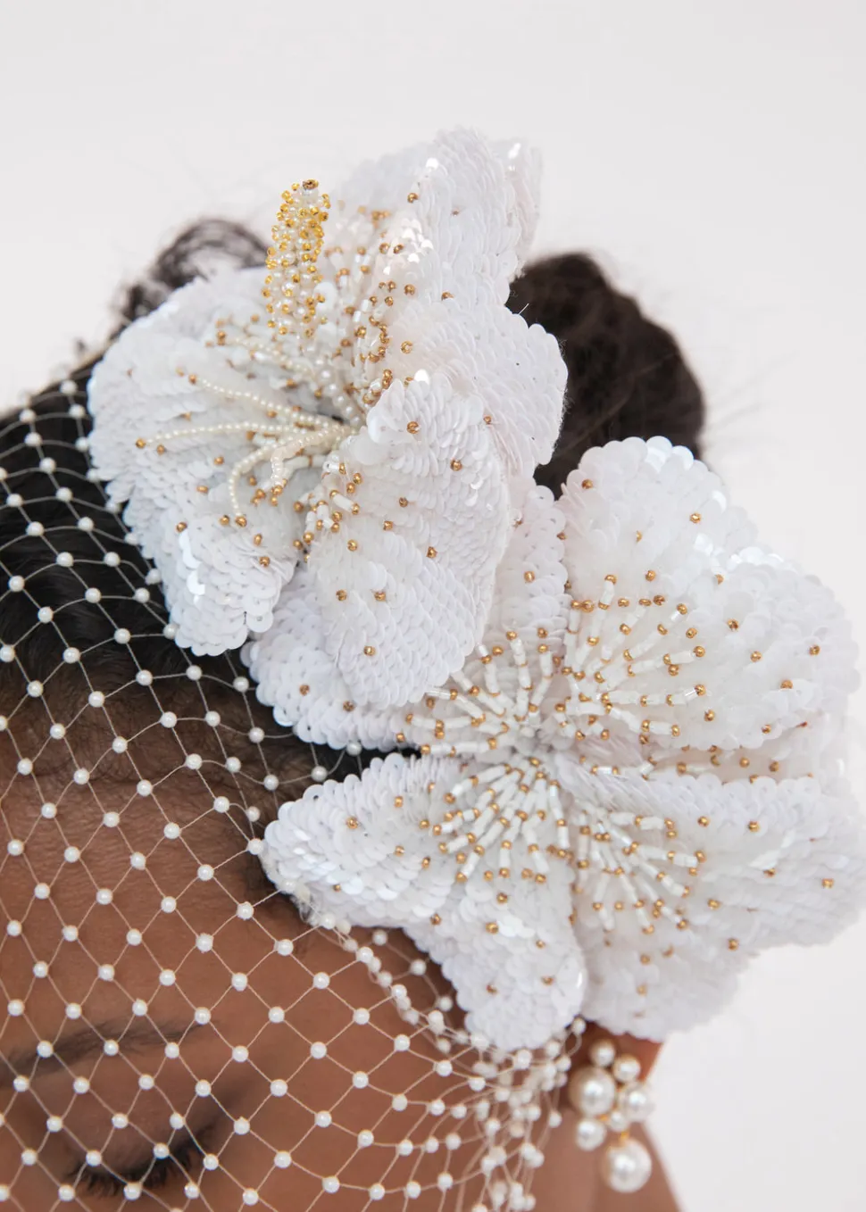 Crystal Orchid Voilette in Cream