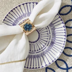 Crystal Quartz Napkin Rings in Indigo, Set of Two