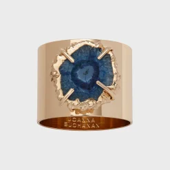 Crystal Quartz Napkin Rings in Indigo, Set of Two